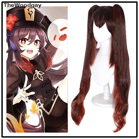 Thewoodgay Genshin Impact Hutao Cosplay Wig Anime Game Hu Tao Chinese