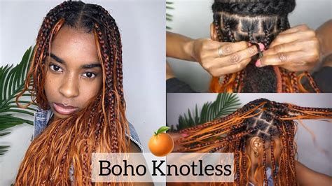 How To Boho Knotless Box Braids How Many Boxes Per Row Detailed