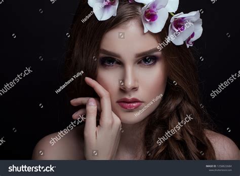 Beautiful Brunette Long Hair Makeup Poses Stock Photo 1258822684 Shutterstock