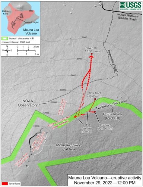 Mauna Loa eruption - Lava flow crosses Mauna Loa Weather Observatory ...