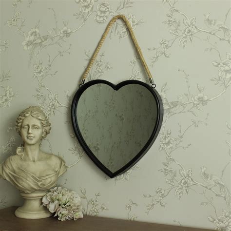 Large Rustic Metal Heart Hanging Wall Mirror