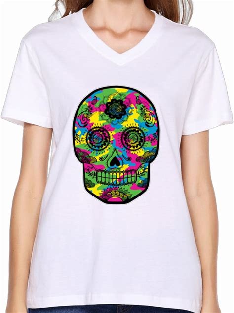 Sugar Skull Womens Fashion T Shirt Clothing Shoes And Jewelry