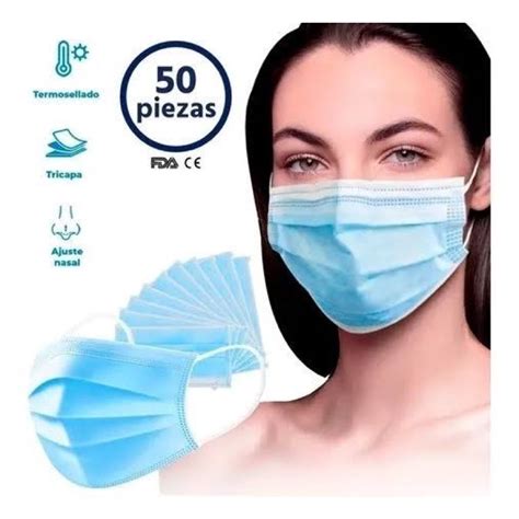 Cubrebocas Tricapa Termosellado Azul Piezas Shopee M Xico