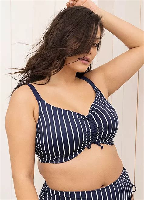 Midnight Stripe Plain Sailing Bikini Top By Elomi Swimwear365