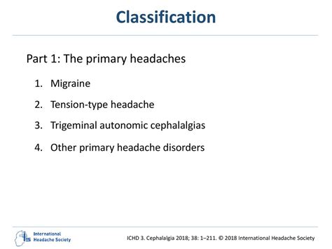 International Classification Of Headache Disorders 3rd Edition Ppt