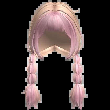 Short Messy Twin Braids W Bangs Blonde Pink Roblox