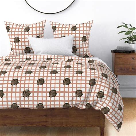Playful Nude Terracotta Orange Chequered Fabric Spoonflower