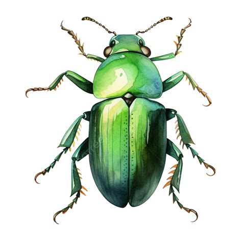 Watercolor Green Beetle Watercolor Insect Bug PNG Transparent Image