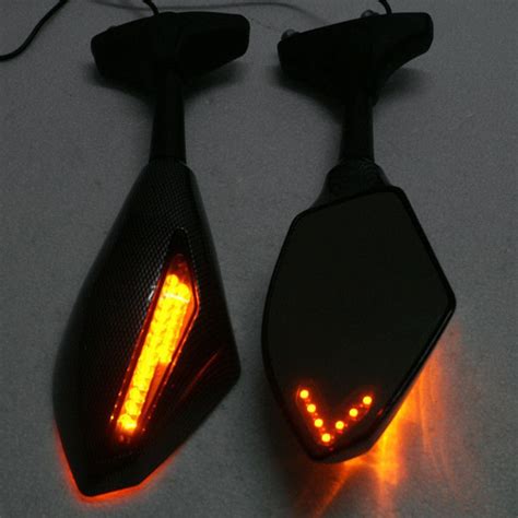 Pair Of Motorcycle Led Turn Signal Integrated Indicator Rearview