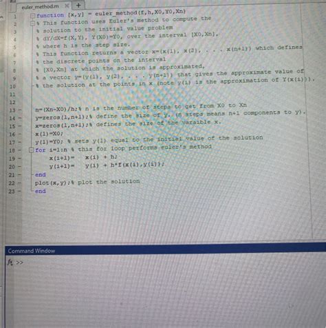 Solved Euler S Method And Introduction To Matlab Start Chegg