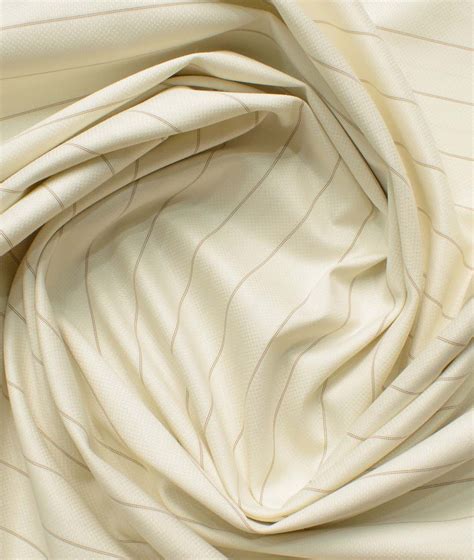 Mafatlal Men S Poly Cotton Striped Unstitched Shirting Fabric Cream