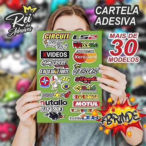 Cartela De Adesivos Tuning Para Moto Carro Bicicleta Capacete Stickers