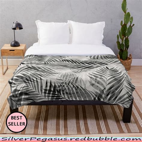 Palm Leaves Black And White Throw Blanket For Sale By Silverpegasus