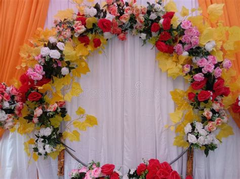 Wedding Stage Decoration with Artificial Flower Stock Image - Image of ...