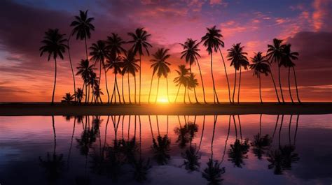 Premium AI Image | Palm trees in the sunset