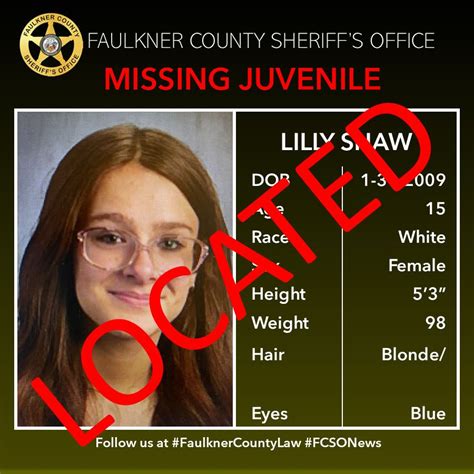 Update Located Missing Runaway Juvenile Lilly Shaw 04 17 2024