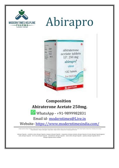 Abiraterone Acetate Abirapro Mg Tablet Packaging Type Box Dose