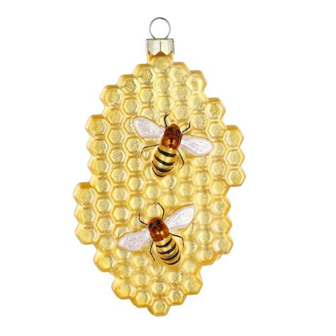 Honigwabe Glas 10cm Christbaumschmuck Weihnachtskugeln Bienenwabe Gold