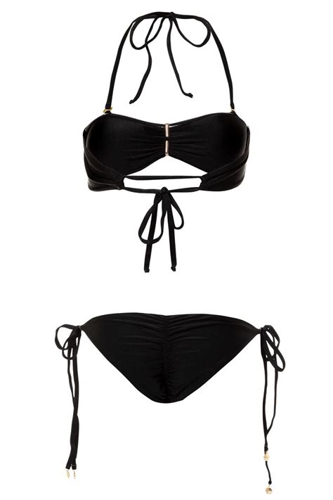 Bikini Bronceador Hamsa Strapless Negro Tie Oleaje Swimwear