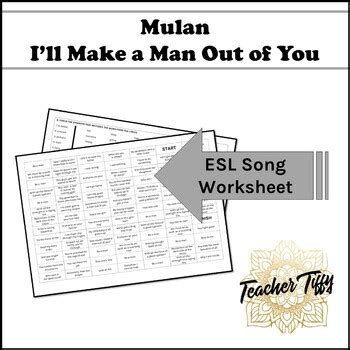 ESL Song - I'll Make a Man Out of You (Mulan) by Teacher Tiffy | TPT