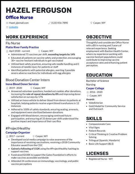 3 Office Nurse Resume Examples For 2025