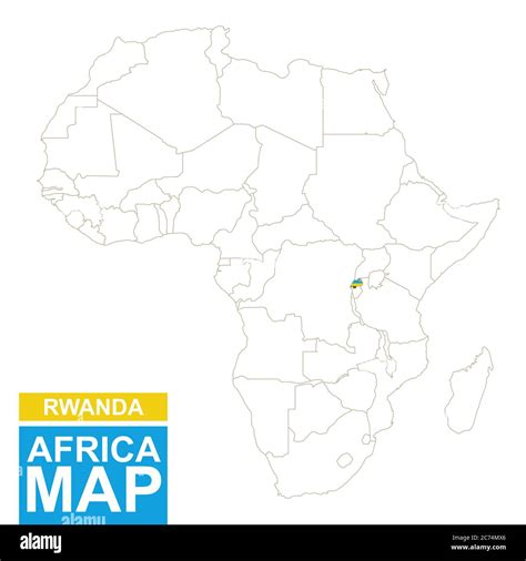 Mapa contorneado de África con Ruanda resaltado Mapa y bandera de