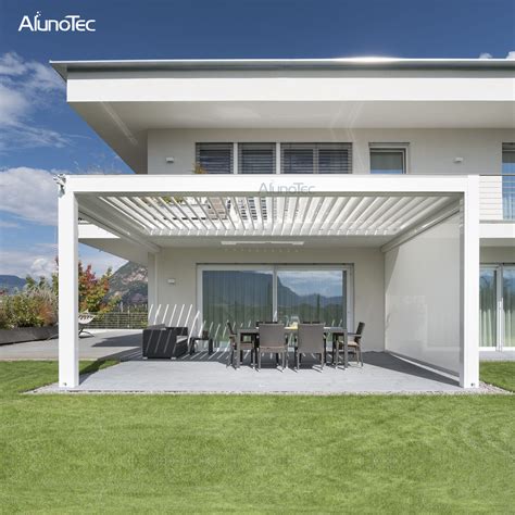 Modern Pergola Waterproof Awning Louvered Patio Roof System For Outdoor ...