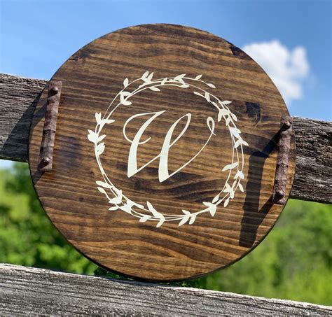 Custom Monogram 18 Round Barrel Lid Wood Lazy Susan Etsy Lazy Susan