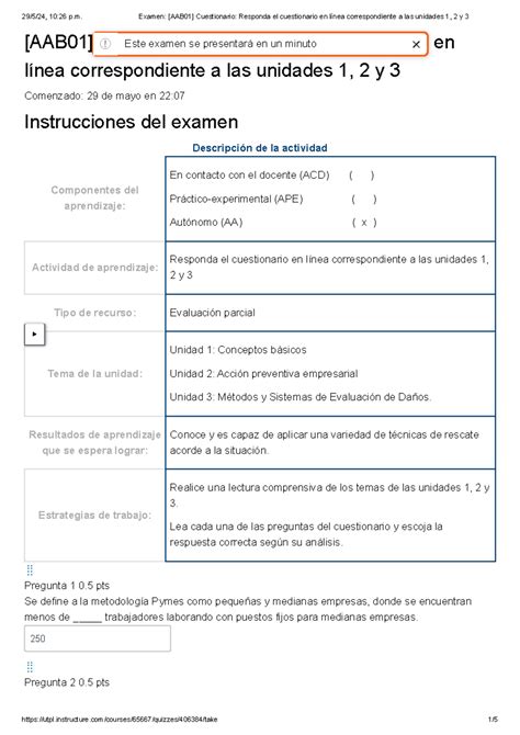 Examen Aab Cuestionario Responda El Cuestionario En L Nea