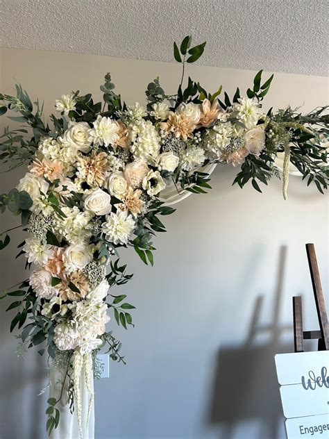 Nude Beige Wedding Arch Flowers Decor Silk Flowers Corner Swag And