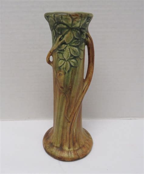 Antique WELLER Pottery Art Nouveau WOODCRAFT Tree Trunk Vase EBay