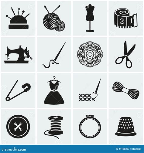 Sewing And Needlework Icons Vector Set Stock Vector Image