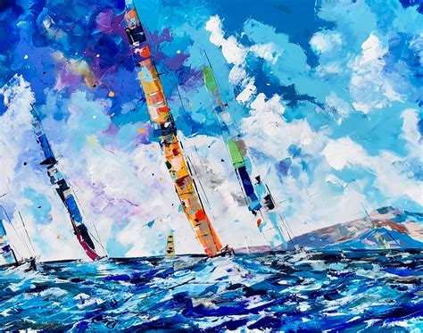 Georges Cabot - Jour De Tempête - Boats In The Ocean - Abstract Oceanscape Painting by GECA For ...