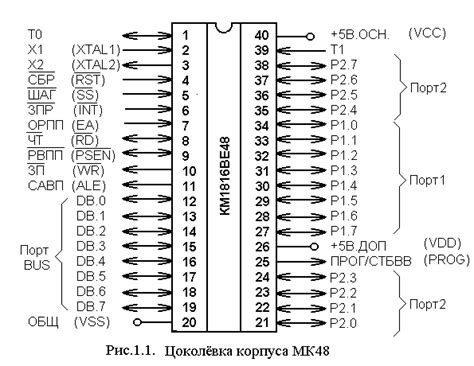 1.3. Функциональное назначение выводов корпуса мк48.