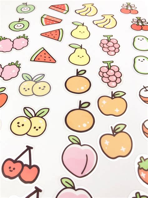 Kawaii Fruit Deco Stickers - Etsy