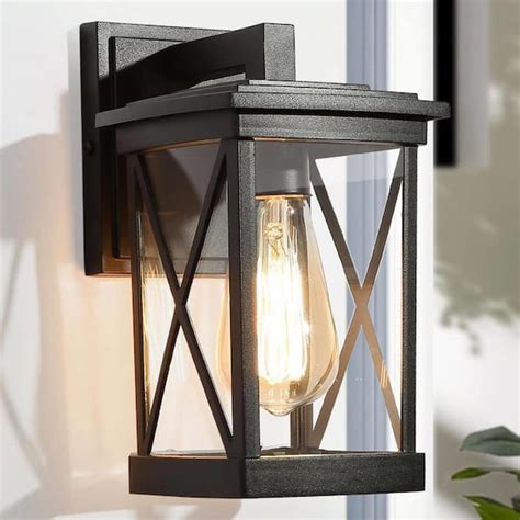 Lnc Modern Black Rectangle Outdoor Wall Lantern Sconce Light