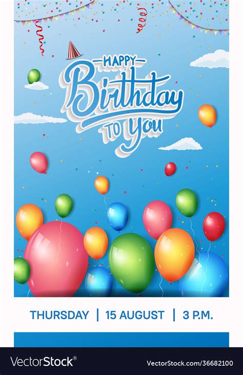 Happy Birthday Design With Balloon Isolated Vector Image