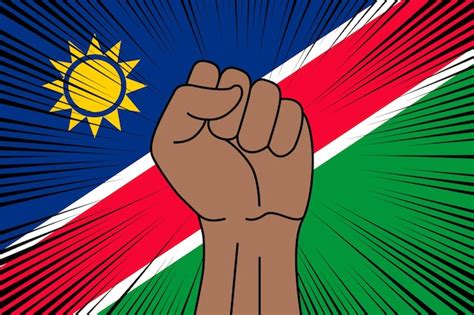 Premium Vector Human Fist Clenched Symbol On Flag Of Namibia