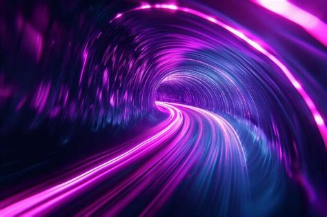 Blue Purple Light Line Through Dark Background Hyper Speed Warp In