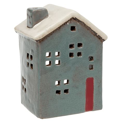 Village Pottery Town House Tealight Holder Grey