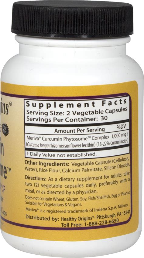 Healthy Origins Curcumin Phytosome Featuring Meriva SF 500 Mg 60 Vegi