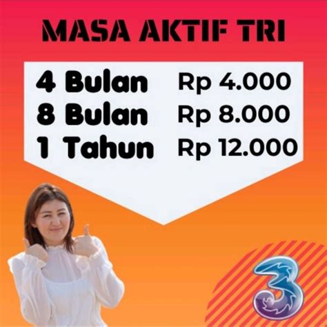 jual inject  aktif kartu tri  bulan shopee indonesia