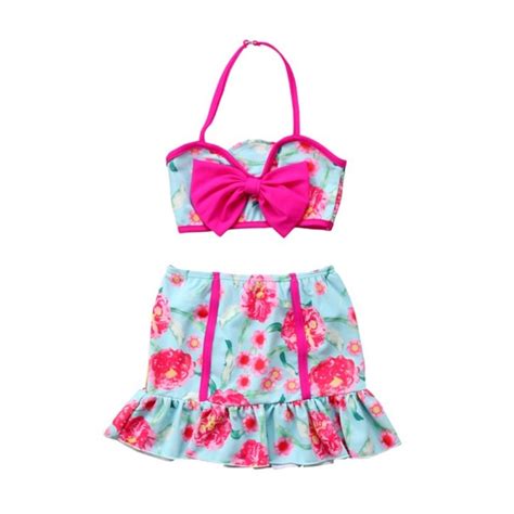 Bikini de fată cu tunică de plajă Lunzo ro