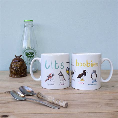 Pair Of Tits And Boobies Bird Mugs Pre Order By Sarah Edmonds Illustration Notonthehighstreet
