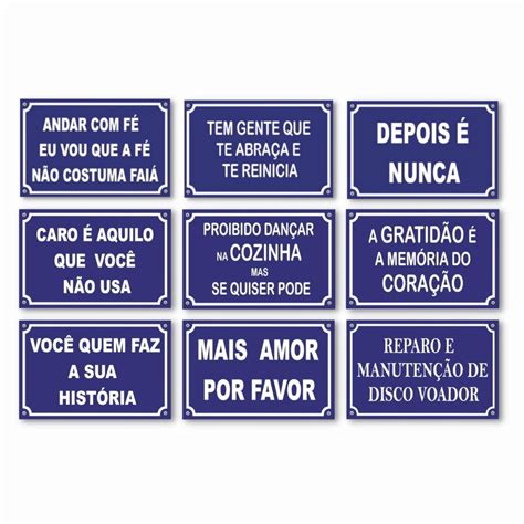 Kit 9 Placas Decorativas Frases Divertidas 20x13 Cm Mdf MadeiraMadeira