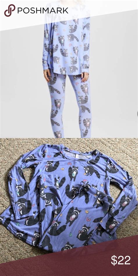 Xhilaration Raccoon Pajamas Clothes Design Periwinkle Color Xhilaration