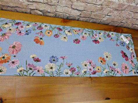 Sander Gobelin Tischset Tischl Ufer Deckchen Cosmea Floral Hellblau