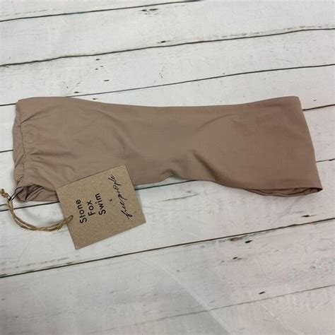 Swim Free People Stone Fox Swim Lele Bandeau Bikini Top Tan Size L Poshmark