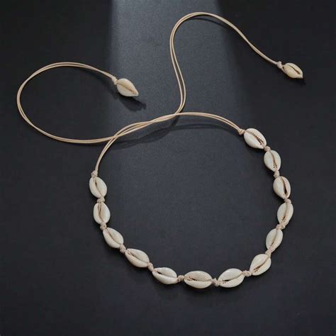 Cowrie Shell Choker Necklace For Women Puka Shell Necklace Corded