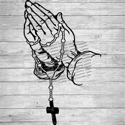 Prayer Hands With Rosary Drawings